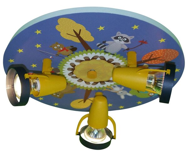 Niermann Standby Plafonieră Animalele pădurii cu 3 proiectoare, reglabil, Multicolor, Camera copiilor