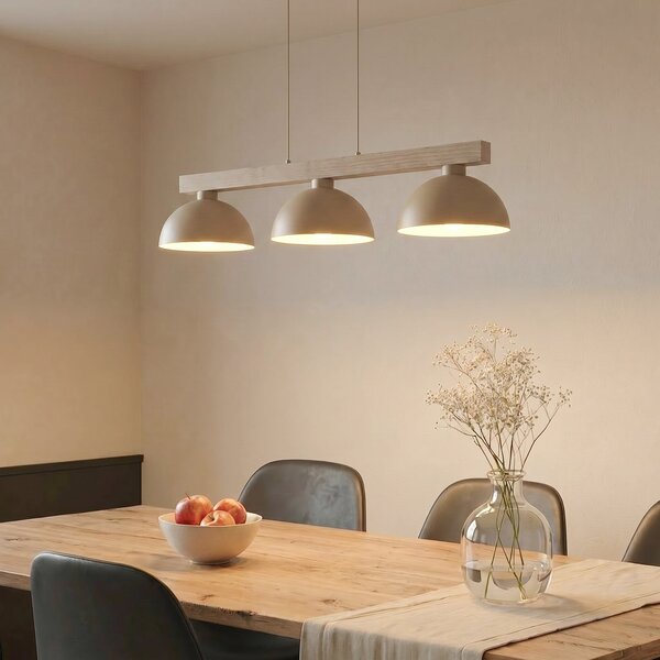 TK Lighting Lampă suspendată Oslo, culoare nisip, cu 3 becuri, lungime 118 cm, soclu E27, reglabil, Bej, Camera de zi / sufragerie, Metal, Modern