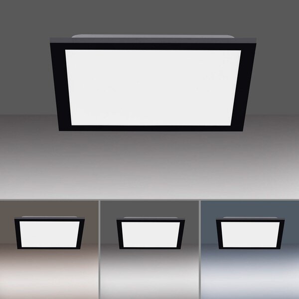 JUST LIGHT. GmbH Plafonieră LED Flat, CCT, negru, 29 x cm, reglabil, Negru, Bucătărie, Plastic, Modern