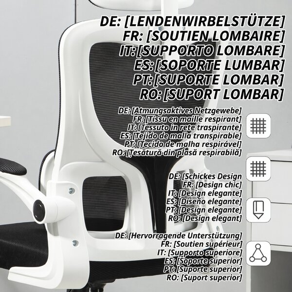 Vinsetto Scaun de Birou Ergonomic cu Tetieră Detașabilă Negru | Aosom Romania