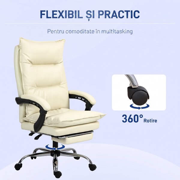 Vinsetto Fotoliu Birou Negru – Rabatabil, Suport Picioare & Ergonomic | Aosom Romania
