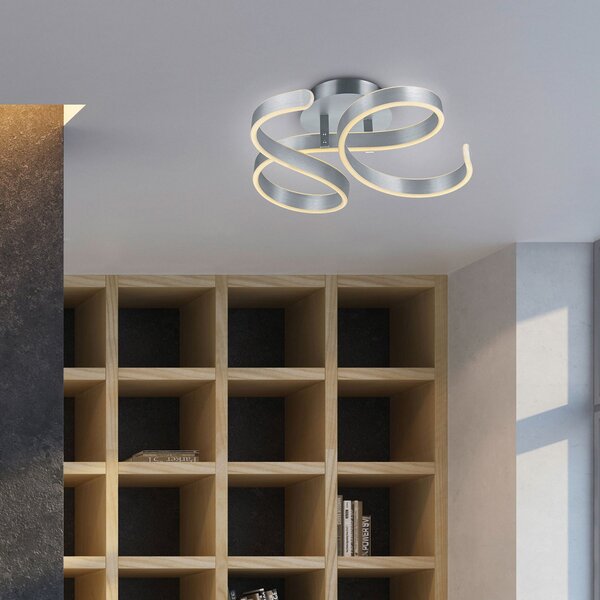 Trio Lighting Plafonieră LED Francis, aluminiu periat, reglabil, Metalic, Camera de zi / sufragerie, Metal, Modern