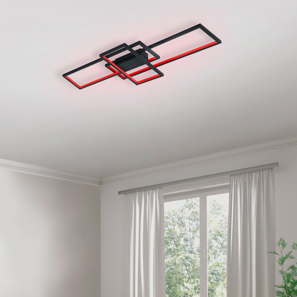 Trio Lighting WiZ Thiago plafonieră smart 104 cm, antracit, reglabil, Negru, Camera de zi / sufragerie, Metal, Modern