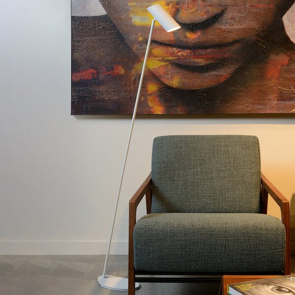 Lucide Lampă de podea Hester din metal alb, Alb, Studiu / Birou, Metal, Modern