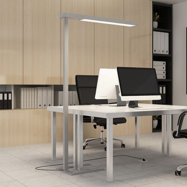 Arcchio LED lampă de podea pentru birou Susi, argintiu, senzor, variator tactil, reglabil, Metalic, Studiu / Birou, Aluminiu, Modern