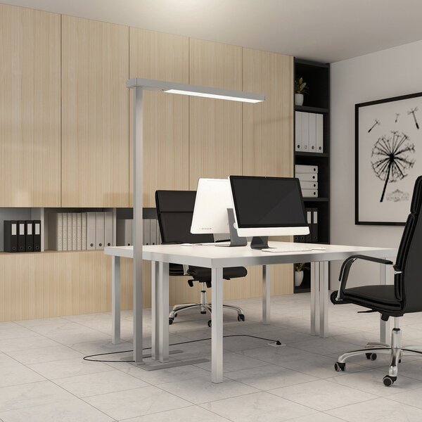 Arcchio LED lampă de podea pentru birou Susi, argintiu, senzor, variator tactil, reglabil, Metalic, Studiu / Birou, Aluminiu, Modern