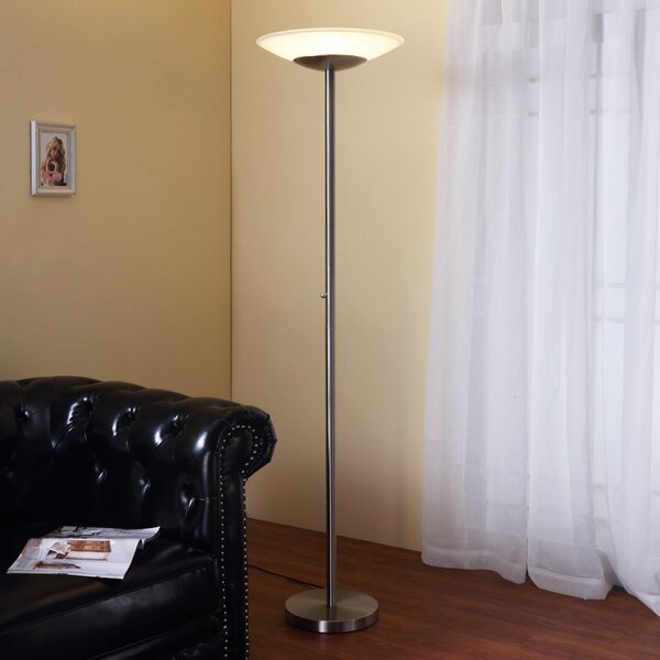 Lindby Lampadar LED Ragna, nichel, metal, dimabil, reglabil, Gri, Camera de zi / sufragerie, Sticlă, Modern