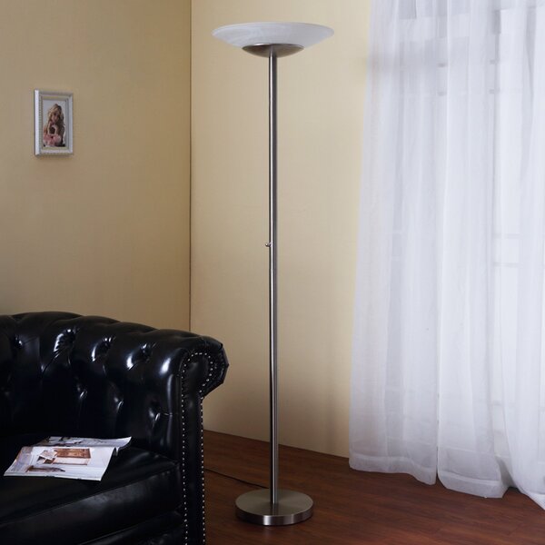 Lindby Lampadar LED Ragna, nichel, metal, dimabil, reglabil, Gri, Camera de zi / sufragerie, Sticlă, Modern