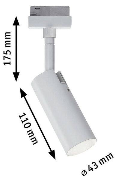Paulmann URail Tubo spot LED 3.000K alb, Alb, Camera de zi / sufragerie, Metal