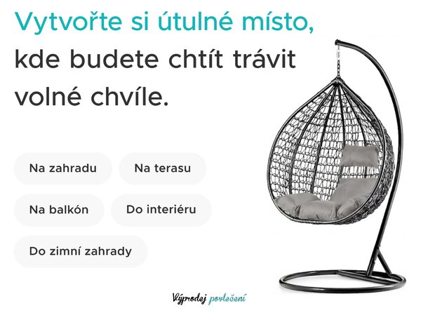 Promoție Scaun suspendat KOKON cu suport, bej Clasa II
