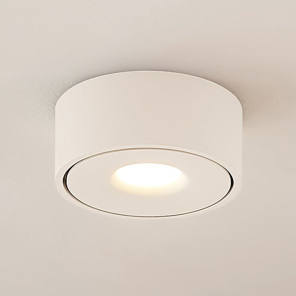 Arcchio Plafonieră LED Rotari, albă, metal, Ø 12 cm, reglabil, Alb, Hol, Metal, Modern