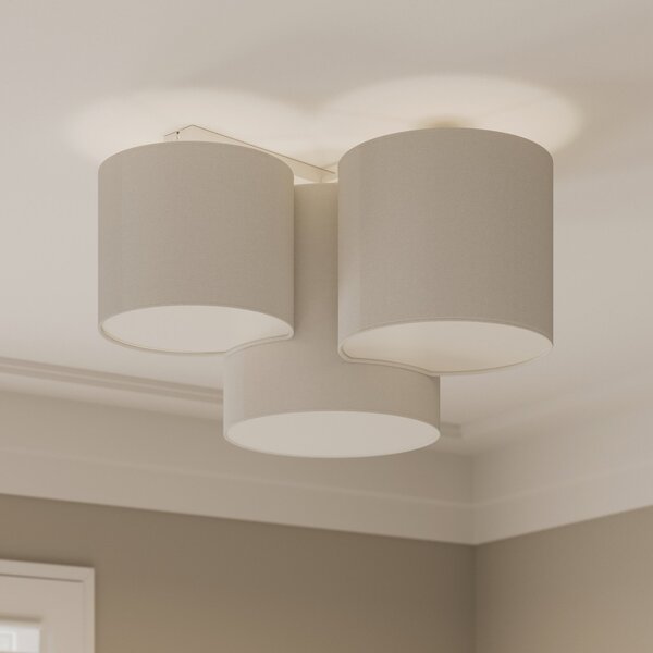 TK Lighting Plafonieră Mona cu 3 becuri, alb, reglabil, Alb, dormitor, Țesătură / Textil, Modern