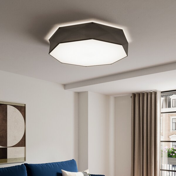 TK Lighting Plachetă plafonieră Kantoor New, Ø 88 cm, negru, reglabil, Negru, Camera de zi / sufragerie, Metal