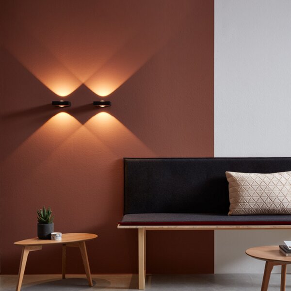 Wever & Ducré Lighting WEVER & DUCRÉ Leens 2.0 Aplică de perete cu LED negru, reglabil, Negru, Camera de zi / sufragerie, Metal, Modern, Perete unghiular