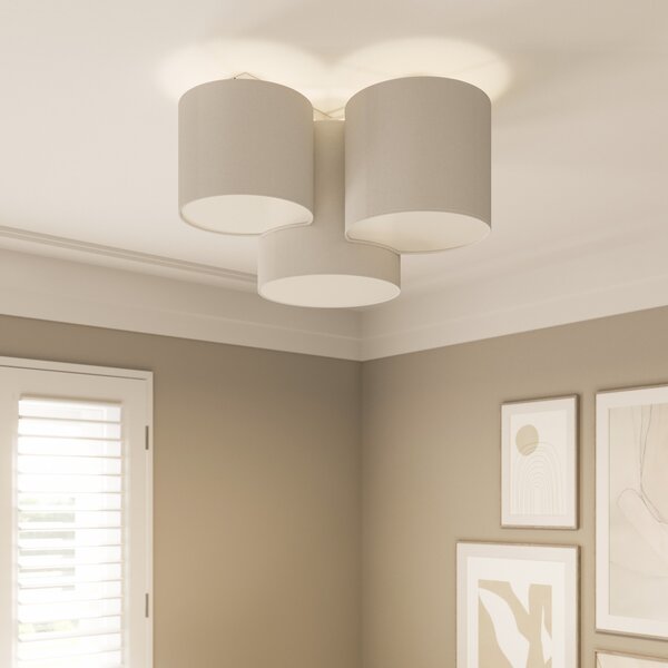 TK Lighting Plafonieră Mona cu 3 becuri, alb, reglabil, Alb, dormitor, Țesătură / Textil, Modern