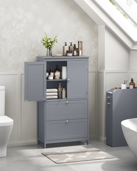 Dulap depozitare baie Vasagle Gri 60x30x110 cm