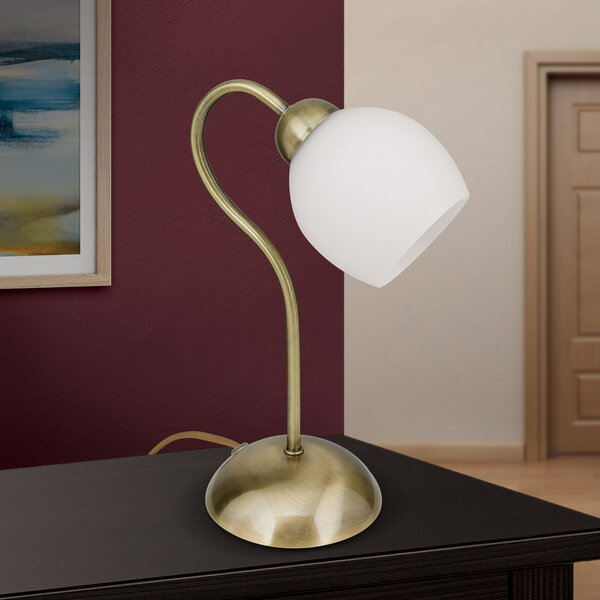 ORION Lampă de masă Doma, culoare alamă antică, înălțime 30 cm, sticlă, Bronz / Alamă Veche, Camera de zi / sufragerie, Metal