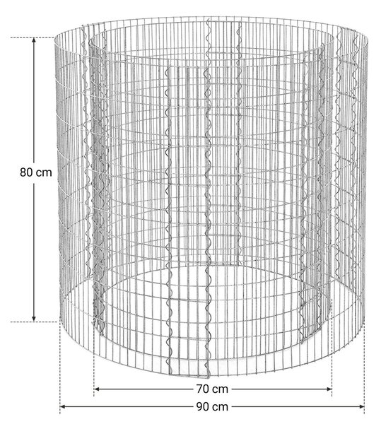 Ghiveci strat inaltat gabion rotund Songmics Argintiu 90x70x80 cm