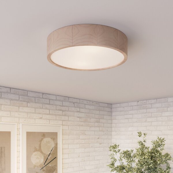 Envostar Kerio plafonieră, Ø 37 cm, alb, reglabil, Alb, Camera de zi / sufragerie, Lemn, Modern