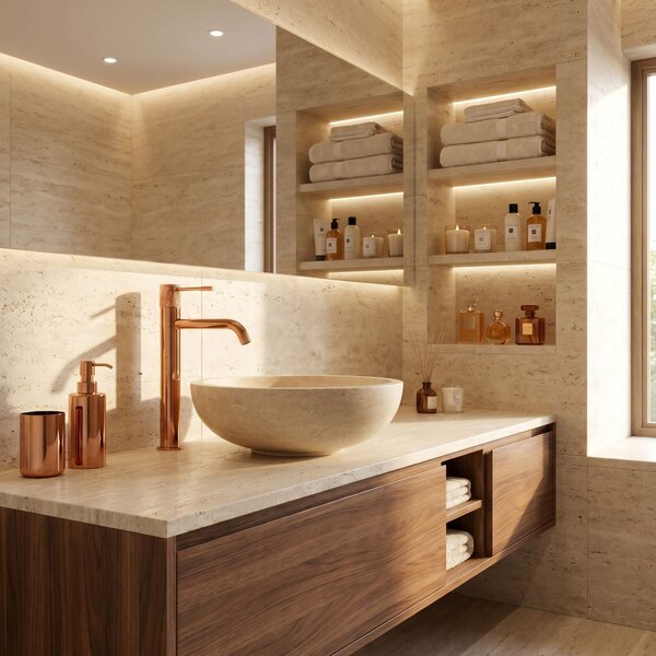 Baterie pentru lavoar Rea Venti Copper High