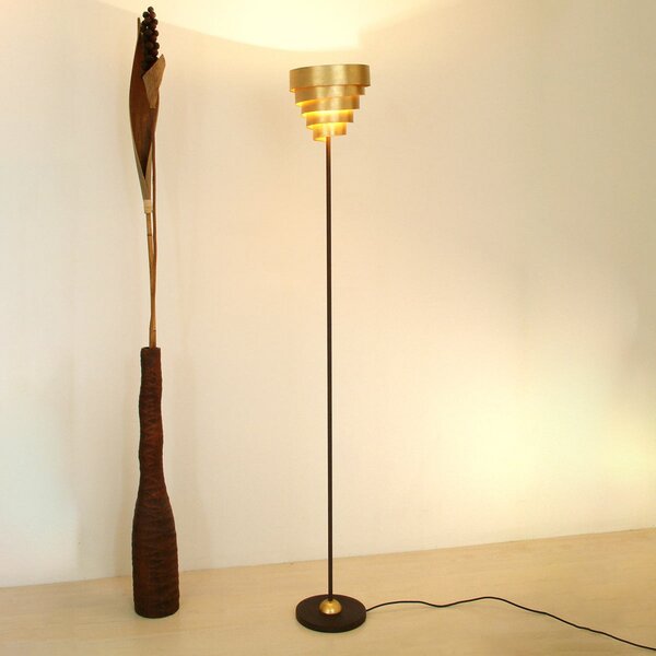 Holländer Lampă de podea Banderole maro-auriu, Auriu / Alamă, Camera de zi / sufragerie, Metal, Modern