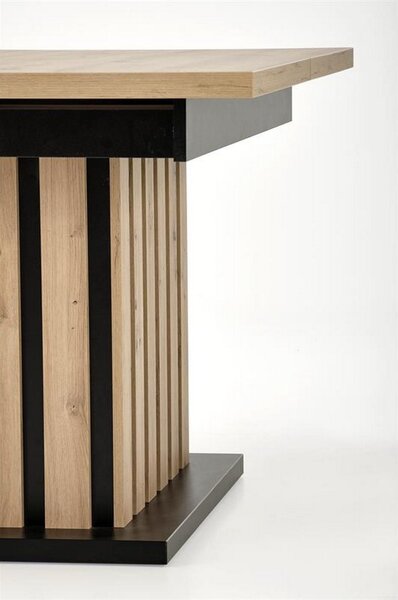 Masa extensibila LAMELLO, stejar/negru, PAL laminat, 130/180x80x76 cm