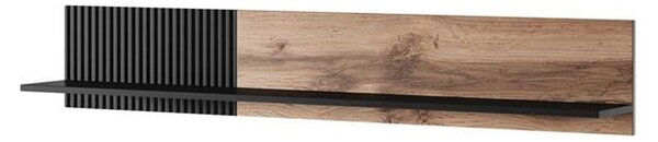 Raft suspendat RANDOM, stejar wotan/negru, PAL furniruit, 150x20x25 cm