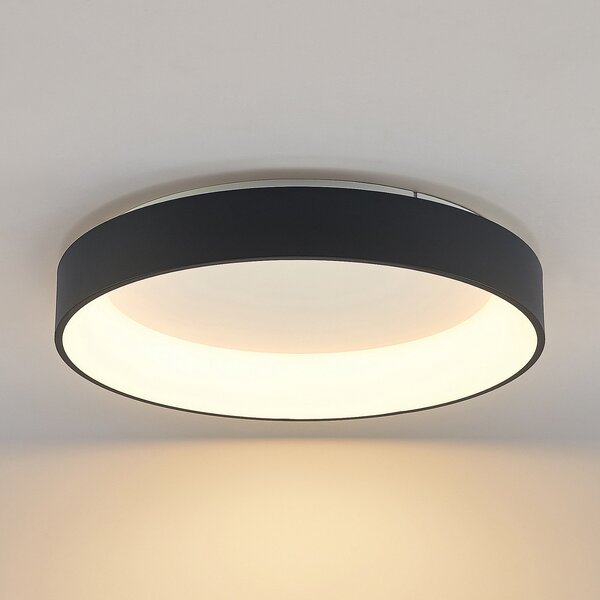 Arcchio plafonieră LED Aleksi, Ø 60cm, negru, metal, CCT, reglabil, Negru, Bucătărie, Metal, Modern