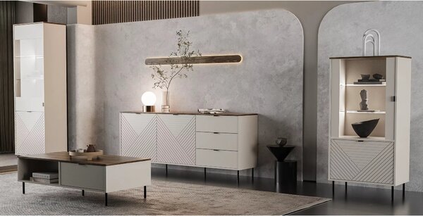 Vitrina living EVO, casmir, PAL laminat, cu iluminare LED, 69x40x136 c