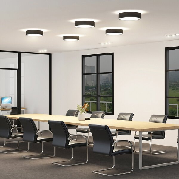 Arcchio plafonieră LED Vanida, negru, Ø 40 cm, sus/jos, reglabil, Negru, Bucătărie, Aluminiu, Modern