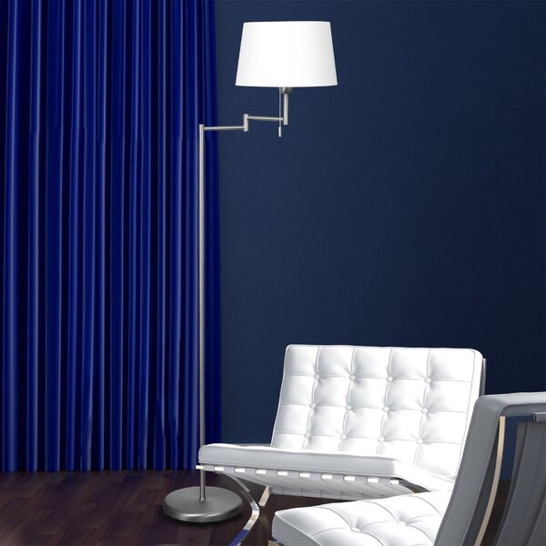 Lampadar argintiu MEANDER cu abajur textil