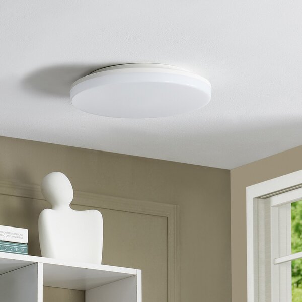 PRIOS Prios LED plafonieră Artin, Ø 28 cm, alb, CCT, IP65, Alb, Baie, Plastic, Modern
