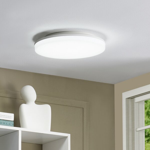 PRIOS Prios LED plafonieră Artin, Ø 28 cm, alb, CCT, IP65, Alb, Baie, Plastic, Modern