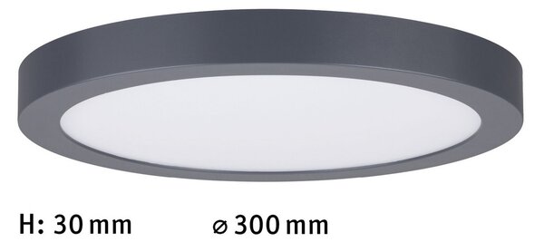Paulmann Abia panou LED Ø 30 cm 2.700K gri închis, Negru, Camera de zi / sufragerie, Plastic, Modern
