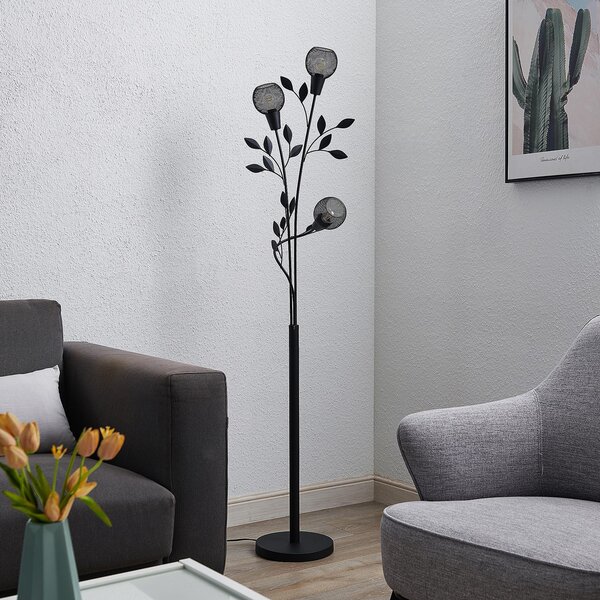 Lindby Florentine lampadar Kanye, 160 cm, negru, 3 becuri., Negru, Camera de zi / sufragerie, Metal, Florentin