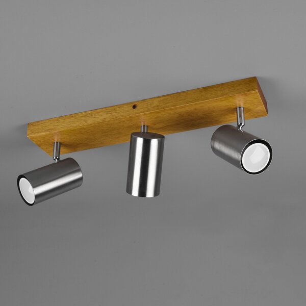Trio Lighting Spot de plafon Marley, nichel mat, 3 becuri, reglabil, Lemn, Camera de zi / sufragerie, Lemn, Modern