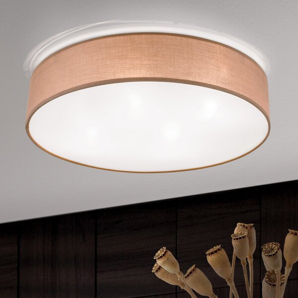 ORION Plafonieră Ufo cu abajur de in, maro, reglabil, Maro / Rugină, Camera de zi / sufragerie, Țesătură / Textil, Modern