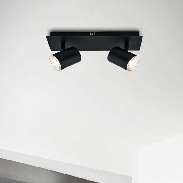 Briloner Banyo Splash spot de plafon GU10 IP44 două surse, reglabil, Negru, Camera de zi / sufragerie, Metal, Modern