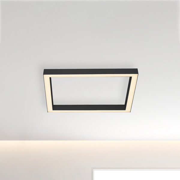 PURE Plafonieră LED Lines, 55x55 cm, antracit, CCT, telecomandă, reglabil, Negru, Camera de zi / sufragerie, Metal, Modern