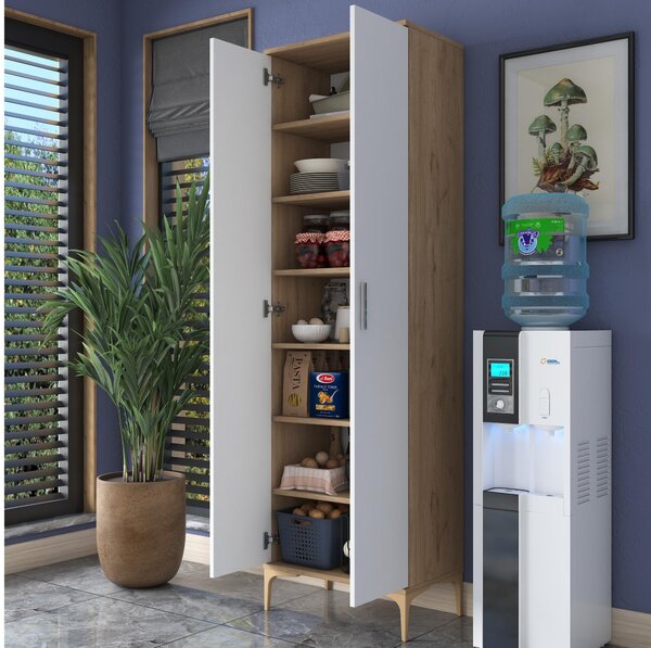 Dulap cu rafturi Jenaretta 2 (Nuc + alb). 1106728