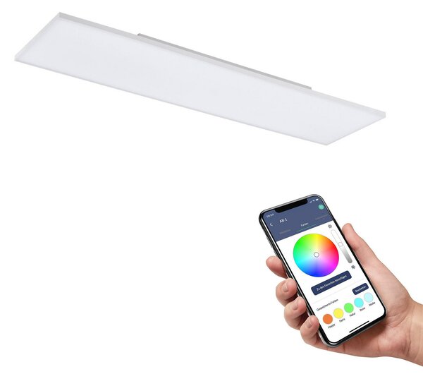 EGLO connect Turcona-Z LED plafonieră cu 120x30cm, reglabil, Alb, Camera de zi / sufragerie, Plastic