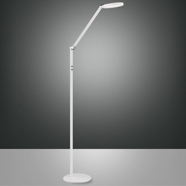 Fabas Luce Lampă de podea LED Regina, 1 bec, alb, reglabil, Alb, Camera de zi / sufragerie, Metal, Modern
