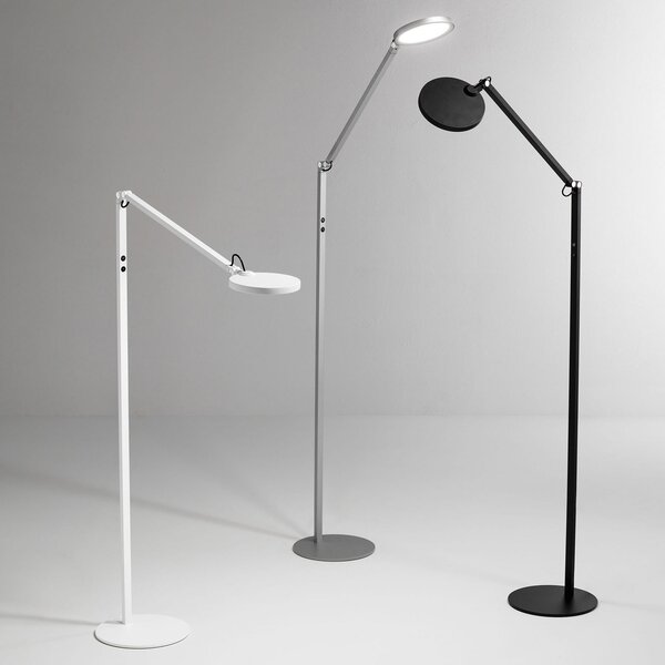 Fabas Luce Lampă de podea LED Regina, 1 bec, alb, reglabil, Alb, Camera de zi / sufragerie, Metal, Modern