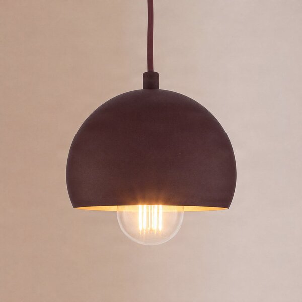 Luminex Lampă suspendată Sool, roșu închis, Ø 15 cm, 1 bec, metal, E27, reglabil, Roșu, Camera de zi / sufragerie, Metal
