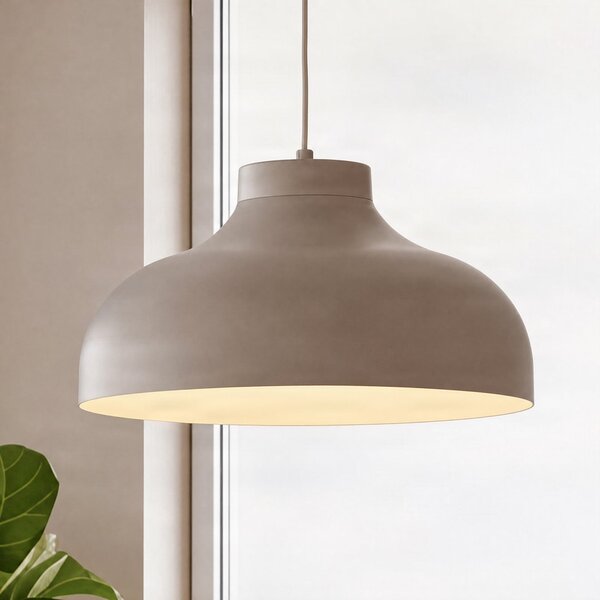Luminex Lampă suspendată Basca, bej, metal, Ø 40 cm, E27, reglabil, Bej, Camera de zi / sufragerie, Metal