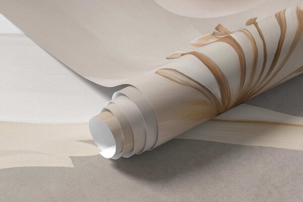 Tapet Flori mari, albe, cu frunze decorative pe un fundal gri, Fototapet Flori, w05857 : Uwalls.ro