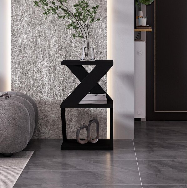 Măsuță laterală Albena (negru + Stejar). Promo -20%. 1106742