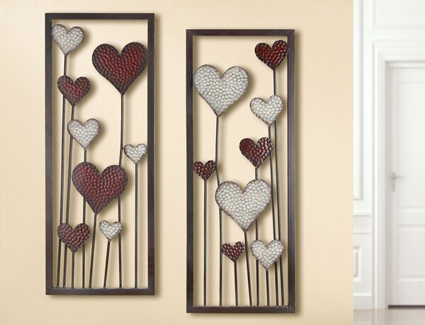 Set 2 decoratiuni de perete HEART, metal, 80X30 cm (X2)