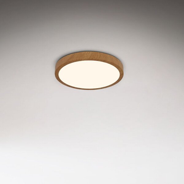 Briloner Plafonieră cu LED Runa Wood aspect lemn 3.000 K Ø28cm, Lemn, Camera de zi / sufragerie, Metal