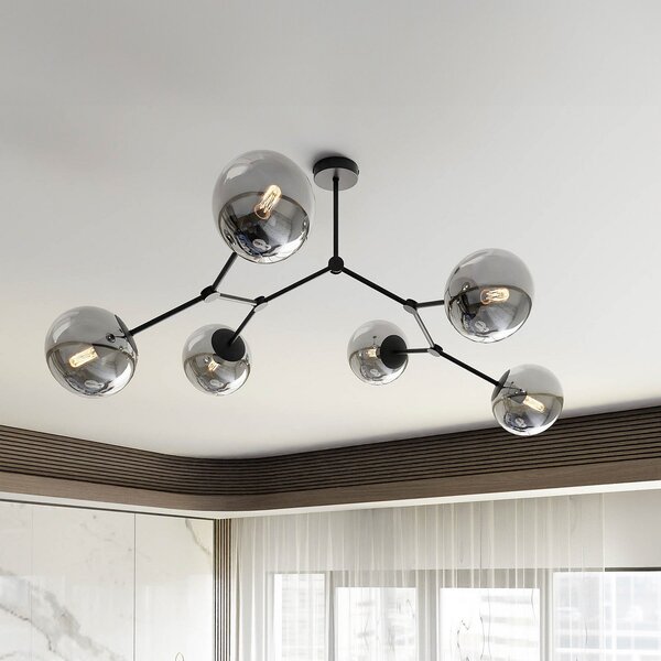 EMIBIG LIGHTING Plafonieră Space, negru/grafit, 6 becuri, reglabil, Negru, Camera de zi / sufragerie, Metal, Modern, glob